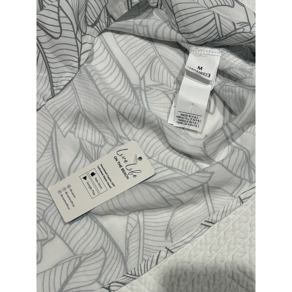 Cupshe Women's Leaf Print Button Down Cover-Up Blouse Size M Lightweight NWT - Picture 4 of 6